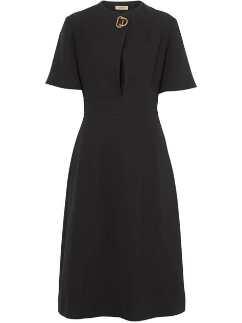 burberry short-sleeve d-ring detail silk wool dress|Designer Dresses For Women .